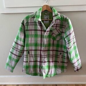 Burton Kids Green Plaid Zip Up Coat Size Large Winter